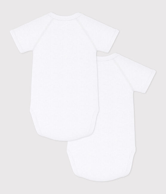 Confezione da 2 body incrociati a maniche corte in cotone tinta unita neonato variante 1