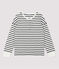 T-shirt marinière con collo alla tunisina in cotone Donna bianco MARSHMALLOW/blu SMOKING