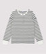T-shirt marinière con collo alla tunisina in cotone Donna