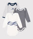 Set di 3 body a maniche lunghe in cotone neonato