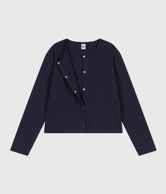 Cardigan con bottoni automatici in cotone Donna blu SMOKING