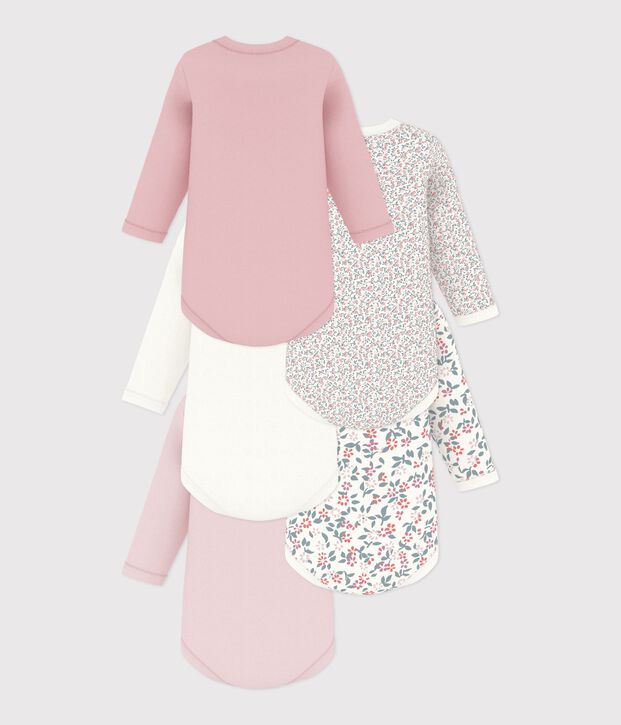Set di body a maniche lunghe in cotone con stampa a fiori neonata multicolore