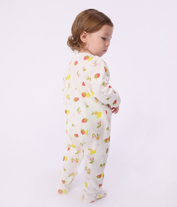 Pigiama in cotone con frutti stampati neonato bianco/multicolore