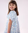 Abito bambina a maniche corte in cotone stampato blu MARSHMALLOW/ PORCELANA
