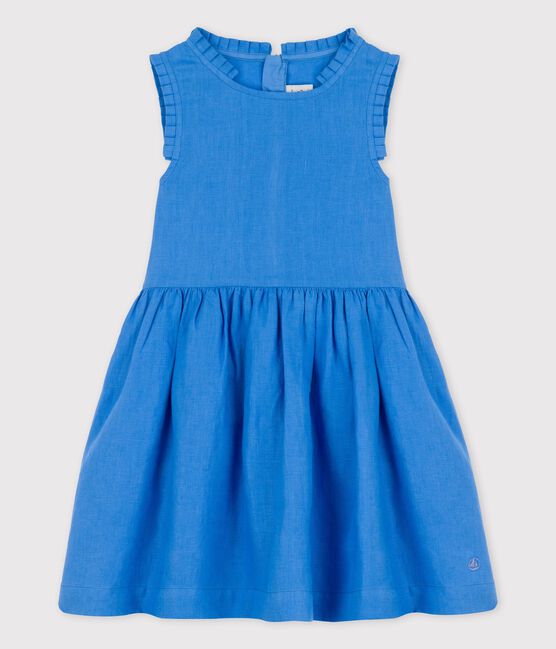 Abito senza maniche in lino bambina blu BRASIER