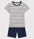 Pigiama corto marinière bambino in cotone