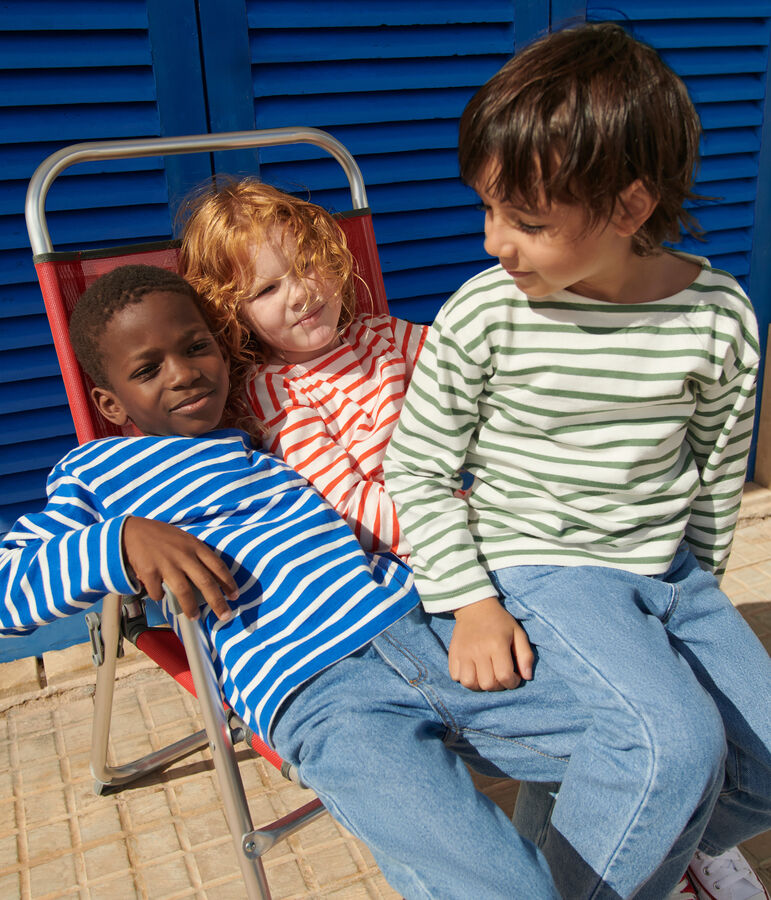 Maglia a righe a maniche lunghe in cotone unisex blu/bianco