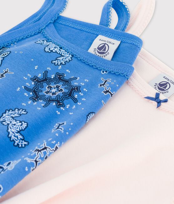 Confezione da 2 canottiere con spalline bandana bambina in cotone biologico variante 1
