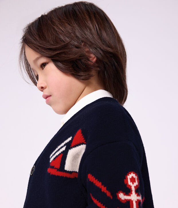 Cardigan in lana e cotone fantasia bambino rosso/multicolore