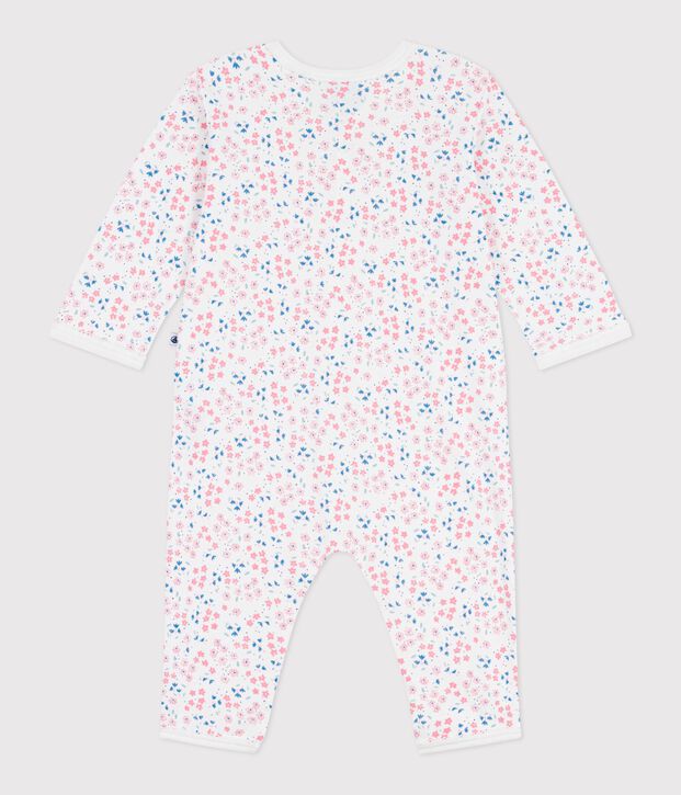 Pigiama senza piedini in cotone con stampa a fiori neonato bianco/multicolore