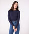 T-shirt L'Iconique a maniche lunghe in misto lana e cotone donna blu SMOKING