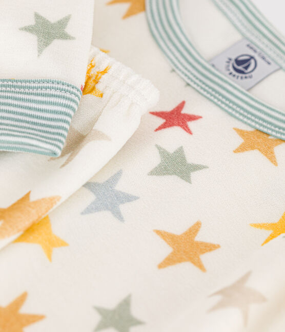 Pigiama bambino in velluto con motivo a stelle bianco MARSHMALLOW/bianco MULTICO