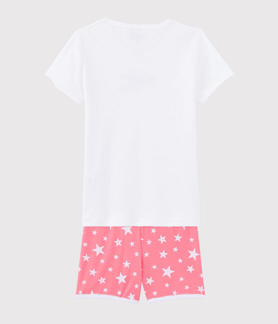 Pigiama corto motivo "Bonheur" bambina in cotone bianco MARSHMALLOW/bianco MULTICO