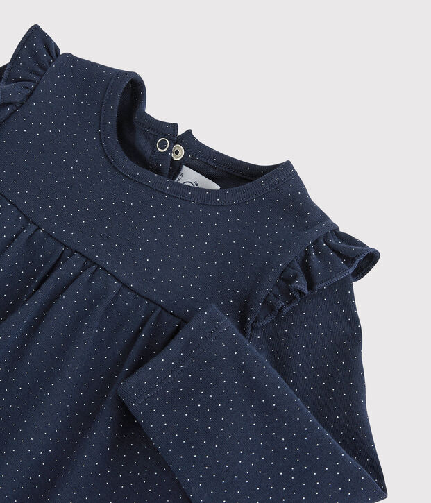 Blusa in cotone beb&egrave;. blu/bianco
