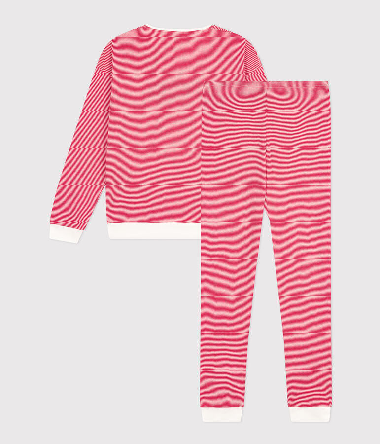 Pigiama donna in cotone rigato rosso/bianco