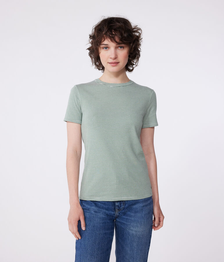 T-shirt L'Iconique in cotone a righe donna verde/bianco