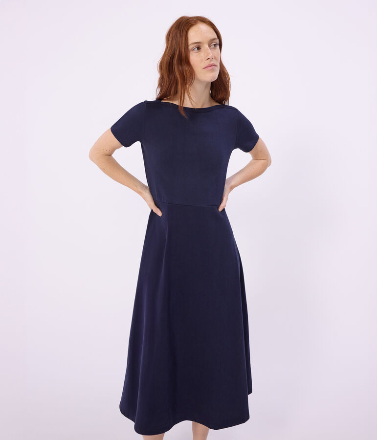 Abito lungo in cotone donna blu