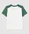 T-shirt maniche corte in cotone bebè maschio bianco MARSHMALLOW/verde VALLEE