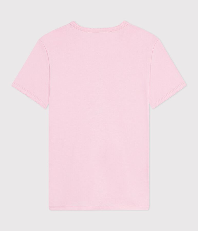 T-shirt a maniche corte in cotone tinta unita donna rosa