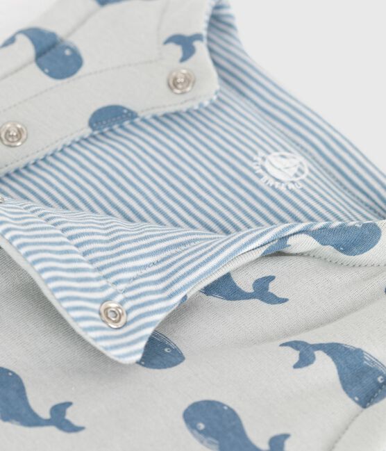 Cardigan senza maniche double face in cotone con stampa di balene neonato CO2/ ADRIATIC