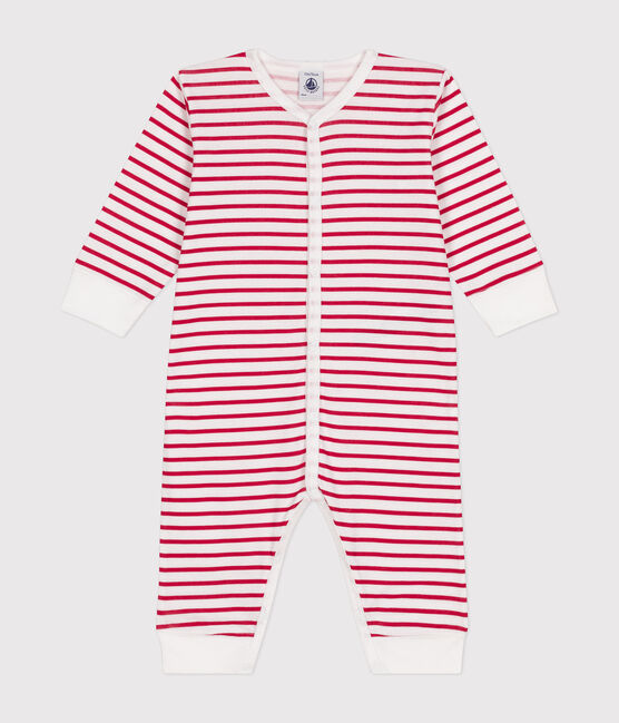 Pigiama senza piedini in cotone neonato bianco ECUME/rosso TERKUIT
