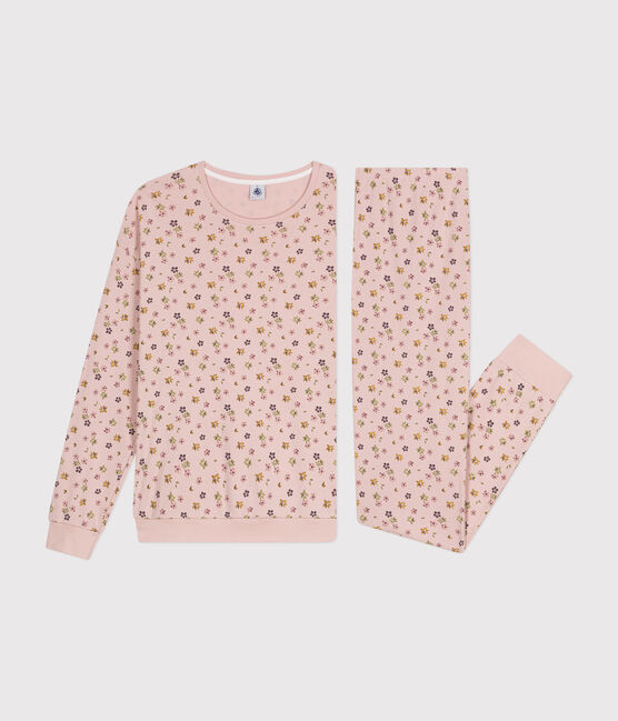 Pigiama in cotone con stampa floreale donna rosa SALINE/bianco MULTICO