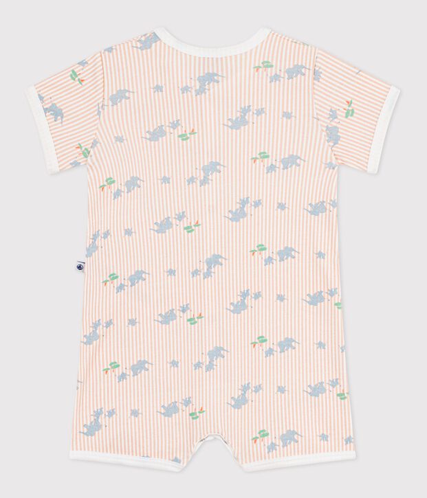 Tutina corta in cotone con animali stampati neonato bianco/multicolore