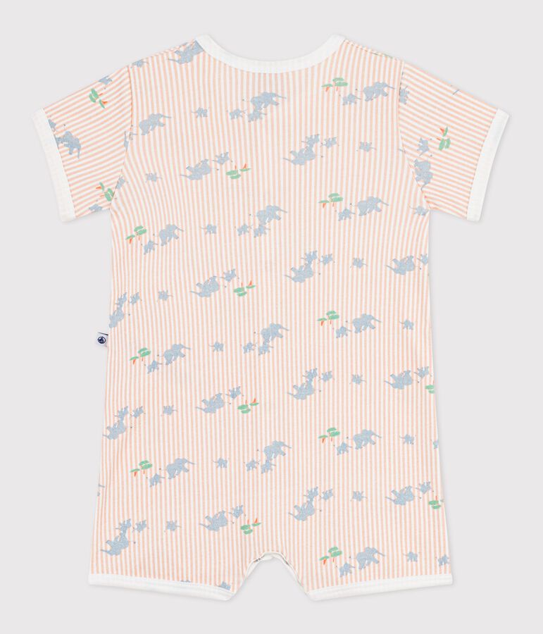 Tutina corta in cotone con animali stampati neonato bianco/multicolore