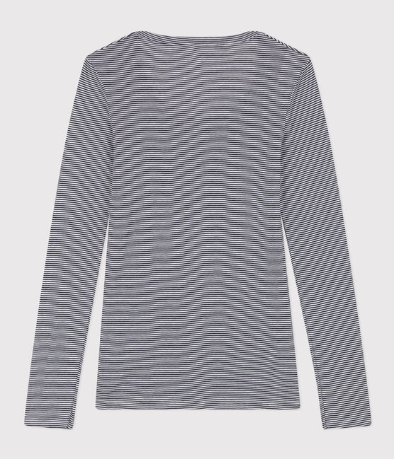 T-shirt second skin in cotone leggero a righe donna blu SMOKING/bianco MARSHMALLOW
