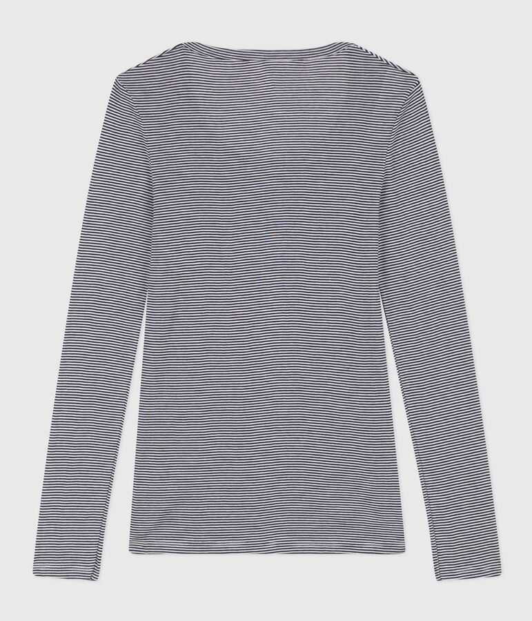 T-shirt second skin in cotone leggero a righe donna blu/bianco