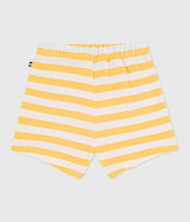 Shorts in spugna a righe neonato giallo/bianco