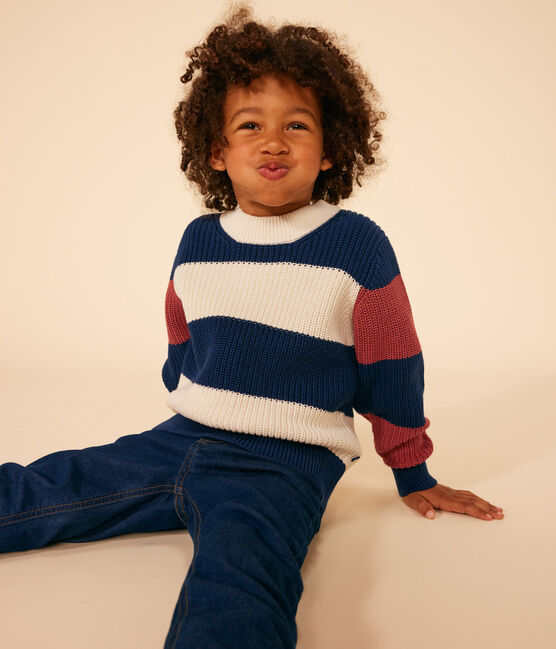 Pullover rigato in cotone bambino bianco AVALANCHE/ MULTICO