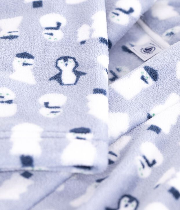 Vestaglia in pile con stampa bambino blu/multicolore