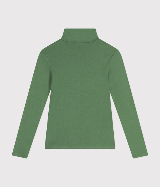 T-shirt donna L'Iconique in cotone con collo a lupetto verde PALMERAIE