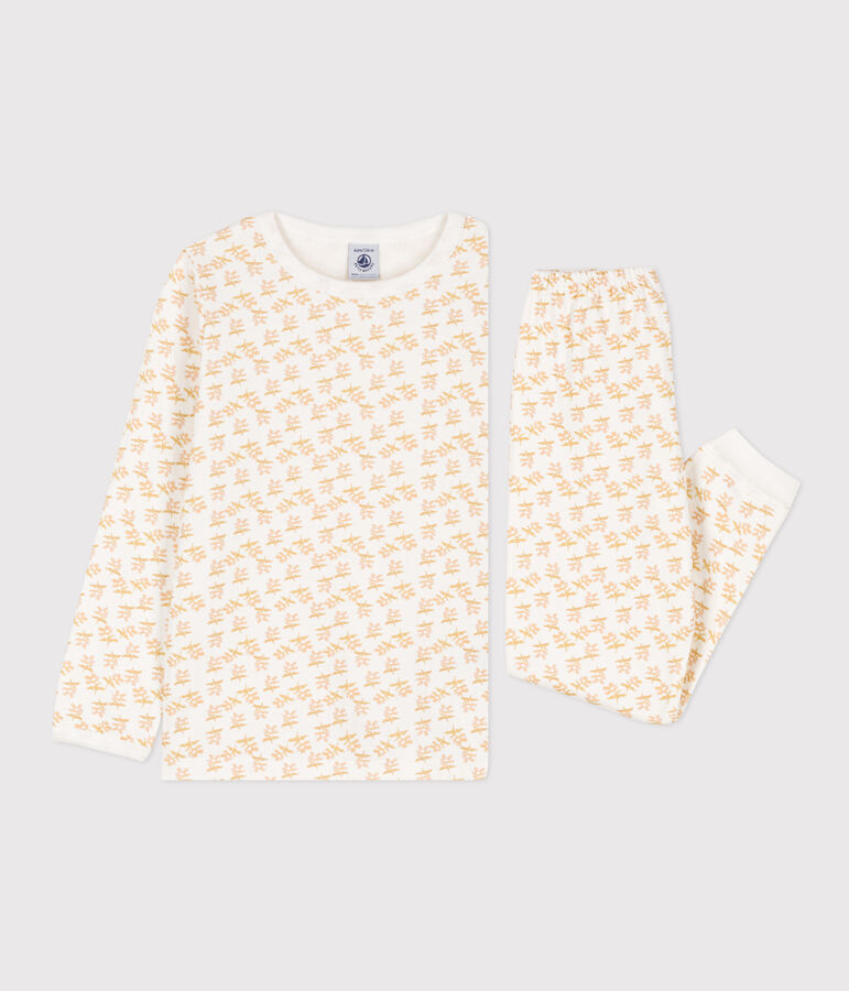 Pigiama fiore bambina in tubique bianco/multicolore