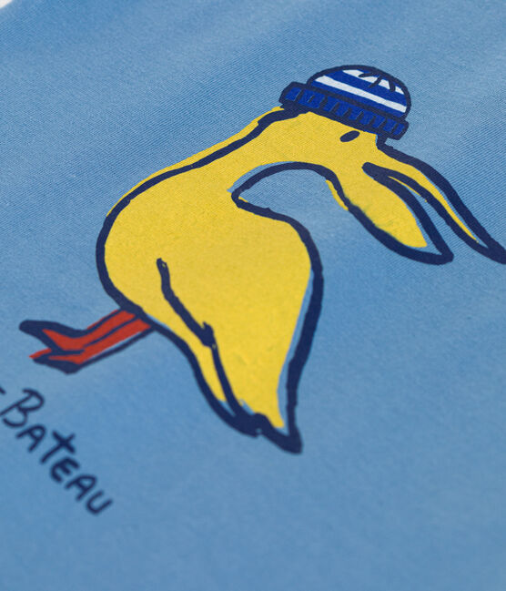 T-shirt a maniche corte in cotone tinta unita neonato blu ALASKA