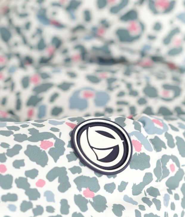 Piumino con stampa bambina ecru/multicolore