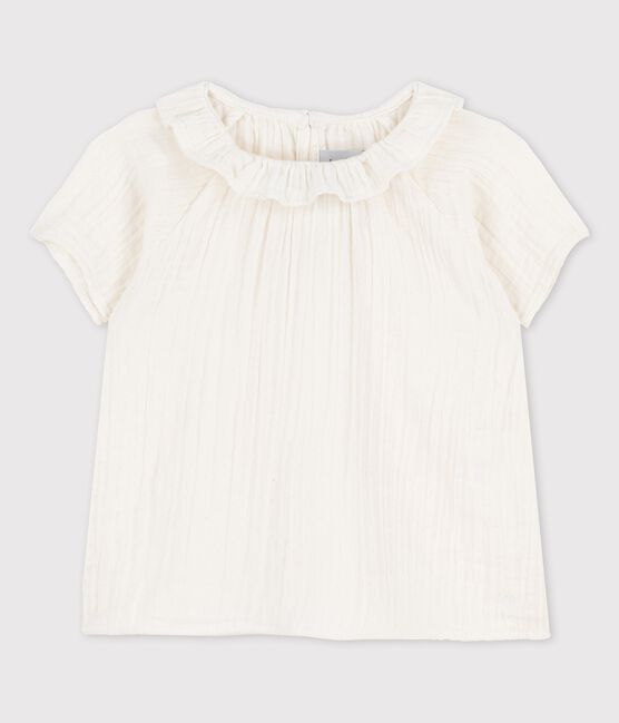 Blusa per bebè in garza di cotone biologico bianco MARSHMALLOW