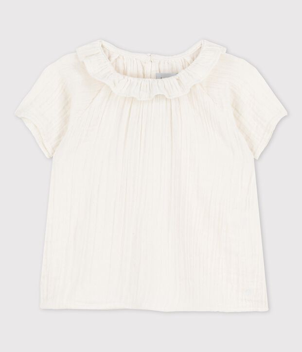 Blusa per beb&egrave; in garza di cotone biologico bianco