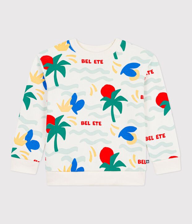 Felpa in cotone stampato bambino ecru/multicolore