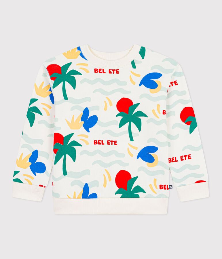 Felpa in cotone stampato bambino ecru/multicolore