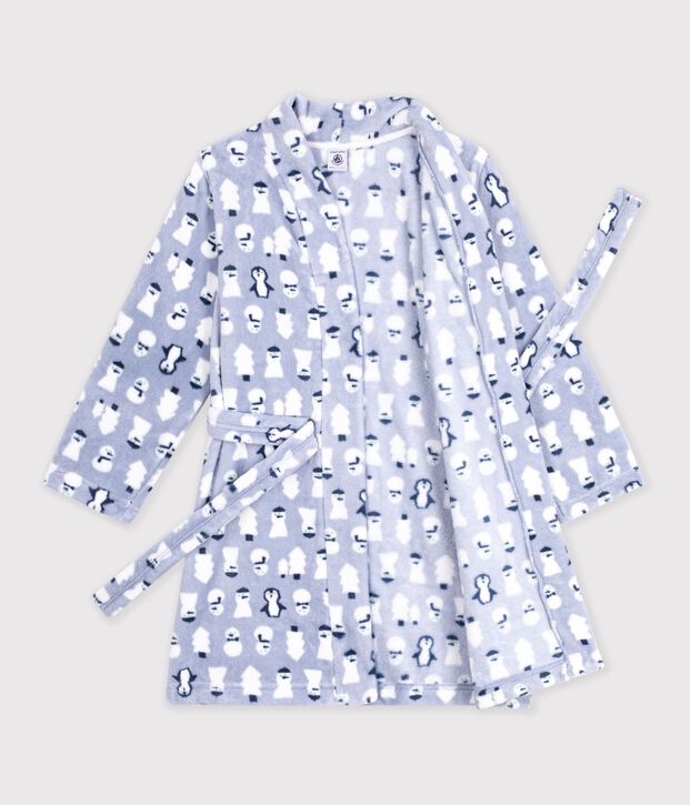 Vestaglia in pile con stampa bambino blu/multicolore