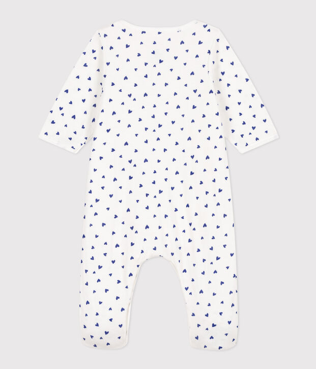 Bodyjama in tubique motivo cuore bianco/blu