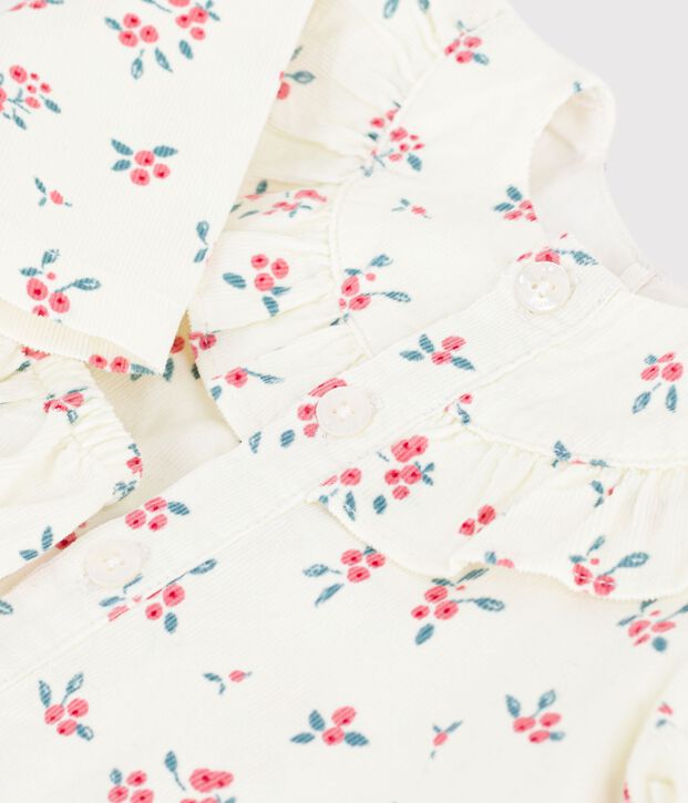 Abito in cotone con stampa a fiori neonata ecru/multicolore