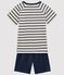 Pigiama corto a righe marinière unisex a costine bianco MARSHMALLOW/blu SMOKING