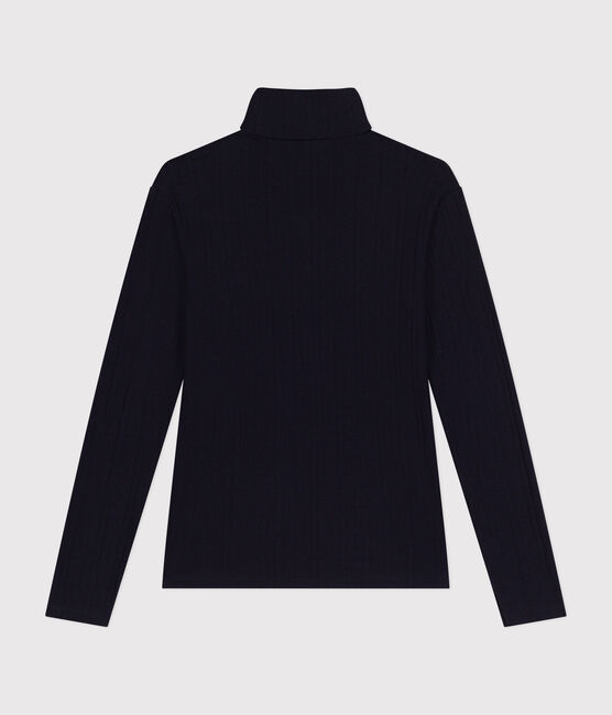 T-shirt L'Iconique donna in cotone fantasia con collo a lupetto blu SMOKING