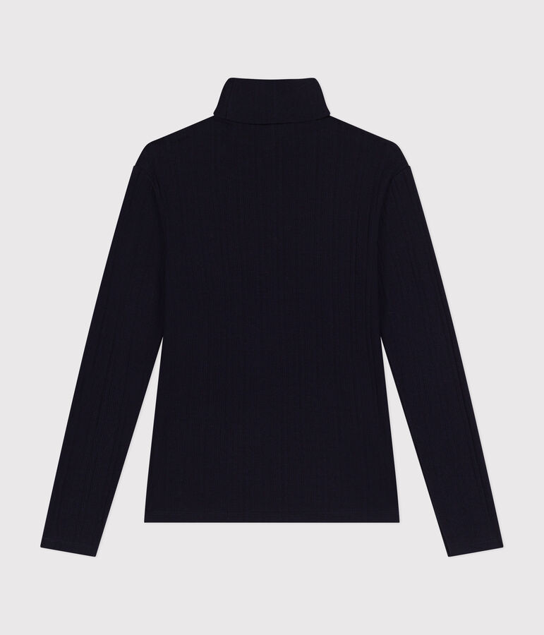 T-shirt L'Iconique donna in cotone fantasia con collo a lupetto blu