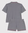 Pigiama corto da donna in cotone a righe con bottoni blu SMOKING/bianco MARSHMALLOW