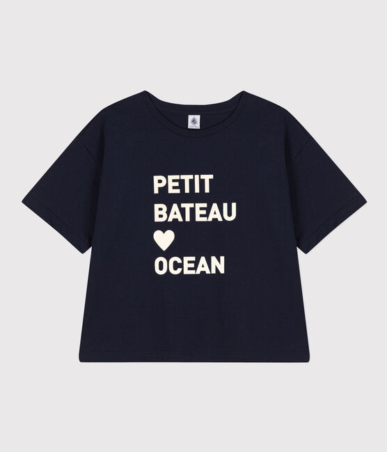 T-shirt LE BOXY larga in cotone donna blu SMOKING