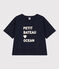 T-shirt LE BOXY larga in cotone donna blu SMOKING